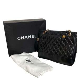 CHANEL Black Lambskin Leather Shoulder Bag